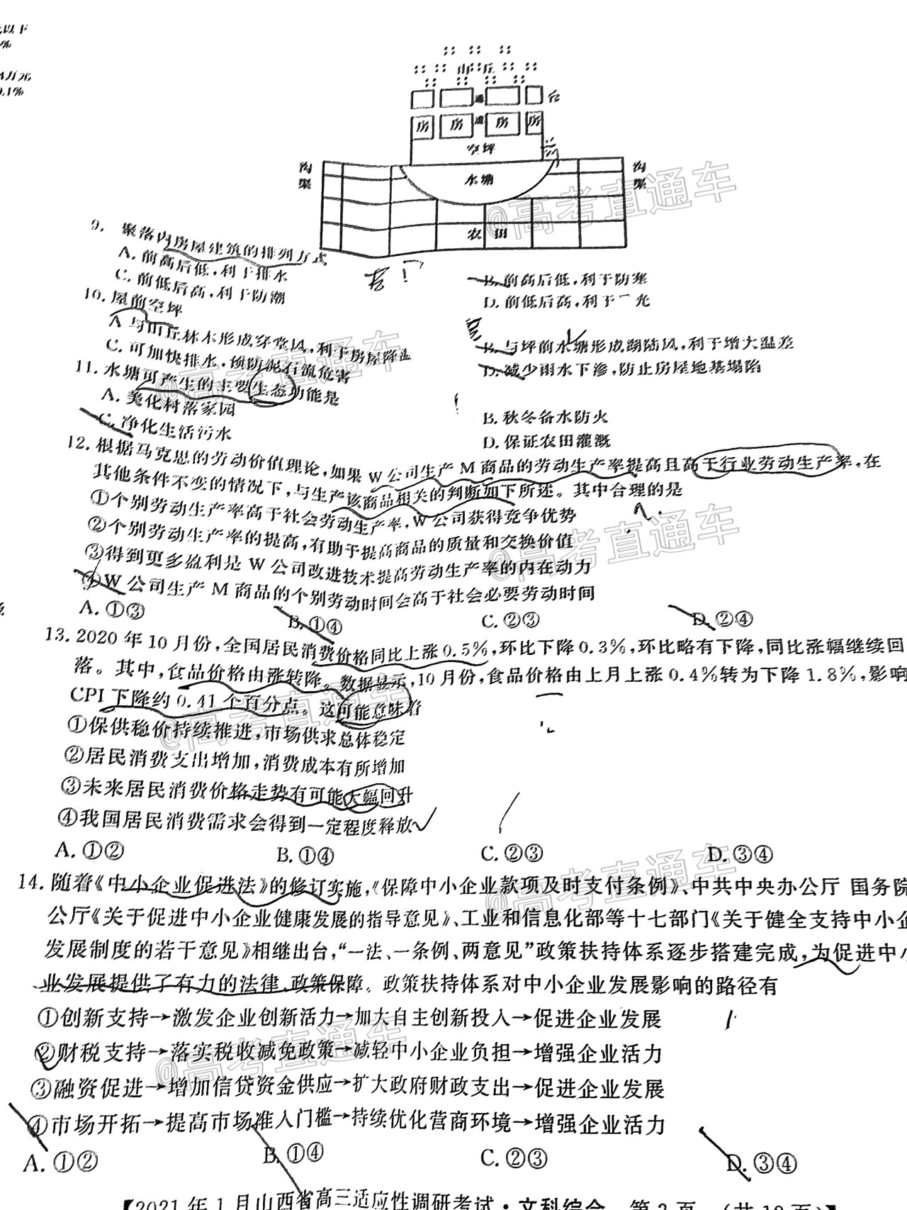 2021山西高三適應(yīng)性調(diào)研考試文綜試題及參考答案