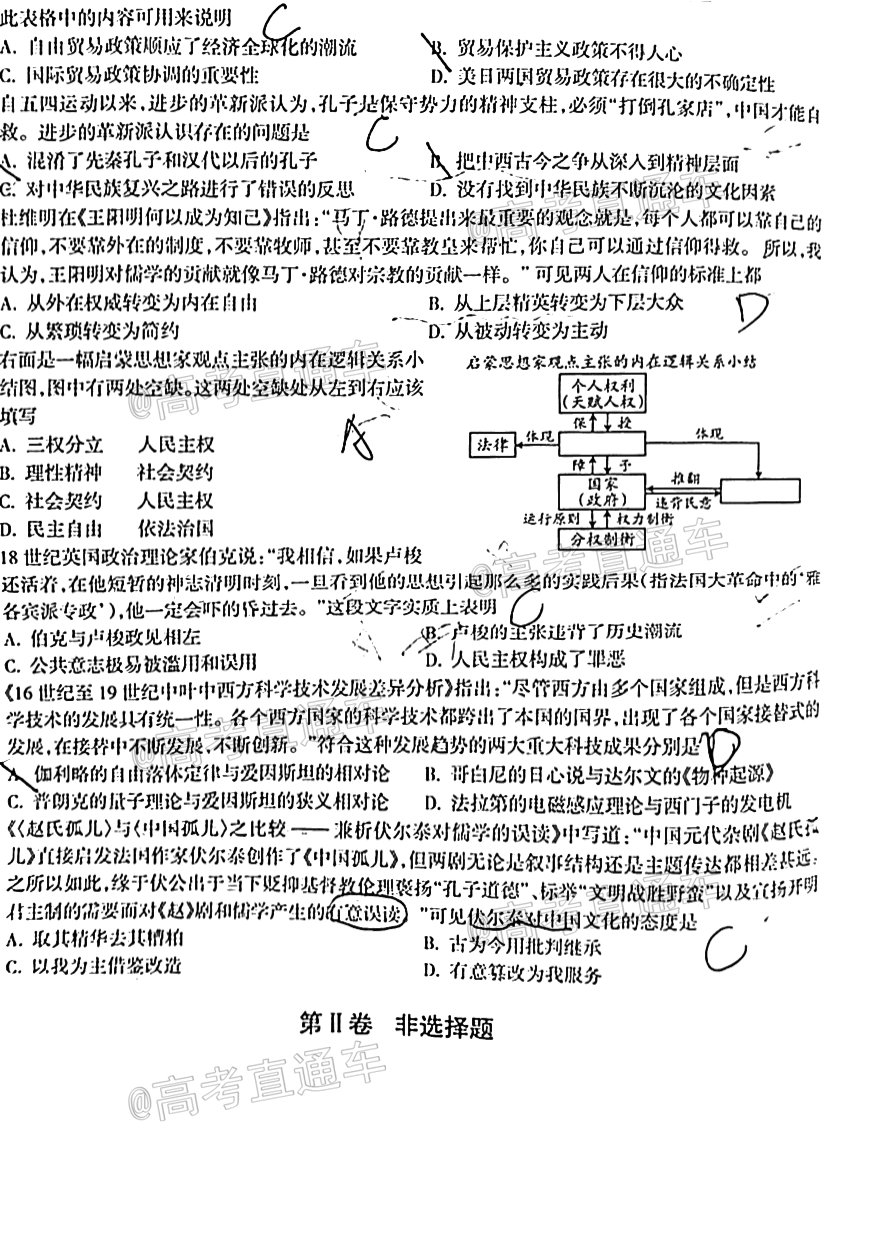 2020-2021呂梁一模歷史試題及參考答案