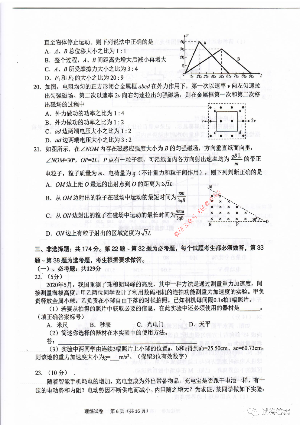 2021年六安市省示范高中高三教學(xué)質(zhì)量檢測理綜試題及答案