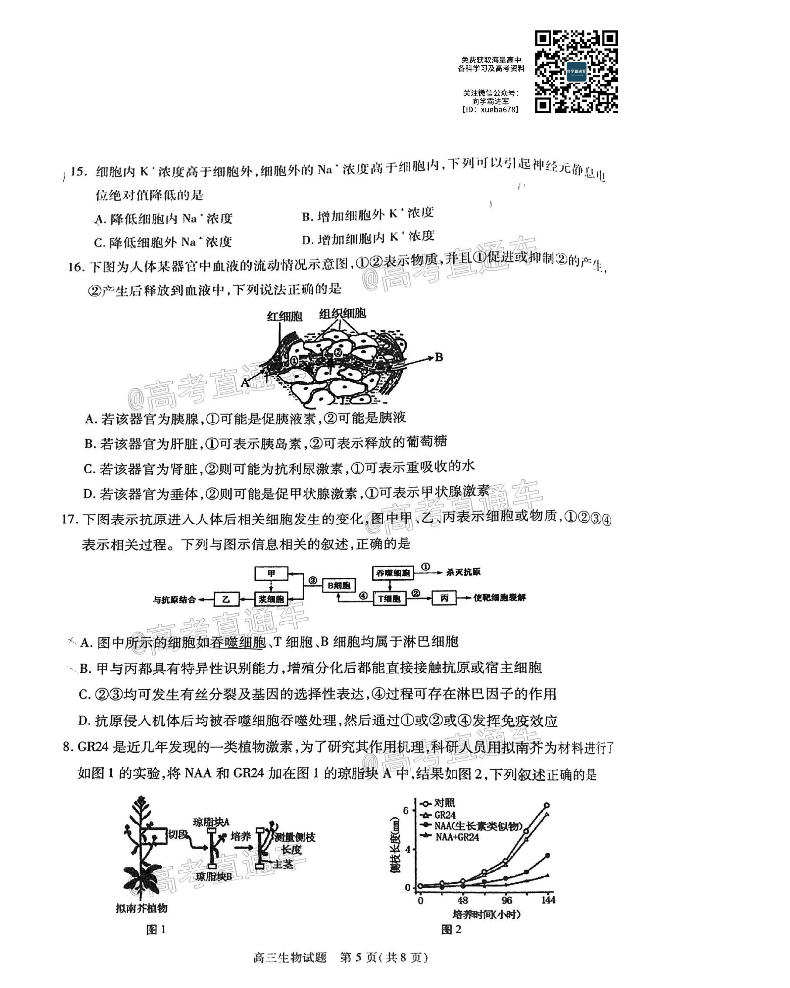 安徽省合肥市2021屆高三上學(xué)期第一次教學(xué)質(zhì)量檢測生物試卷及答案