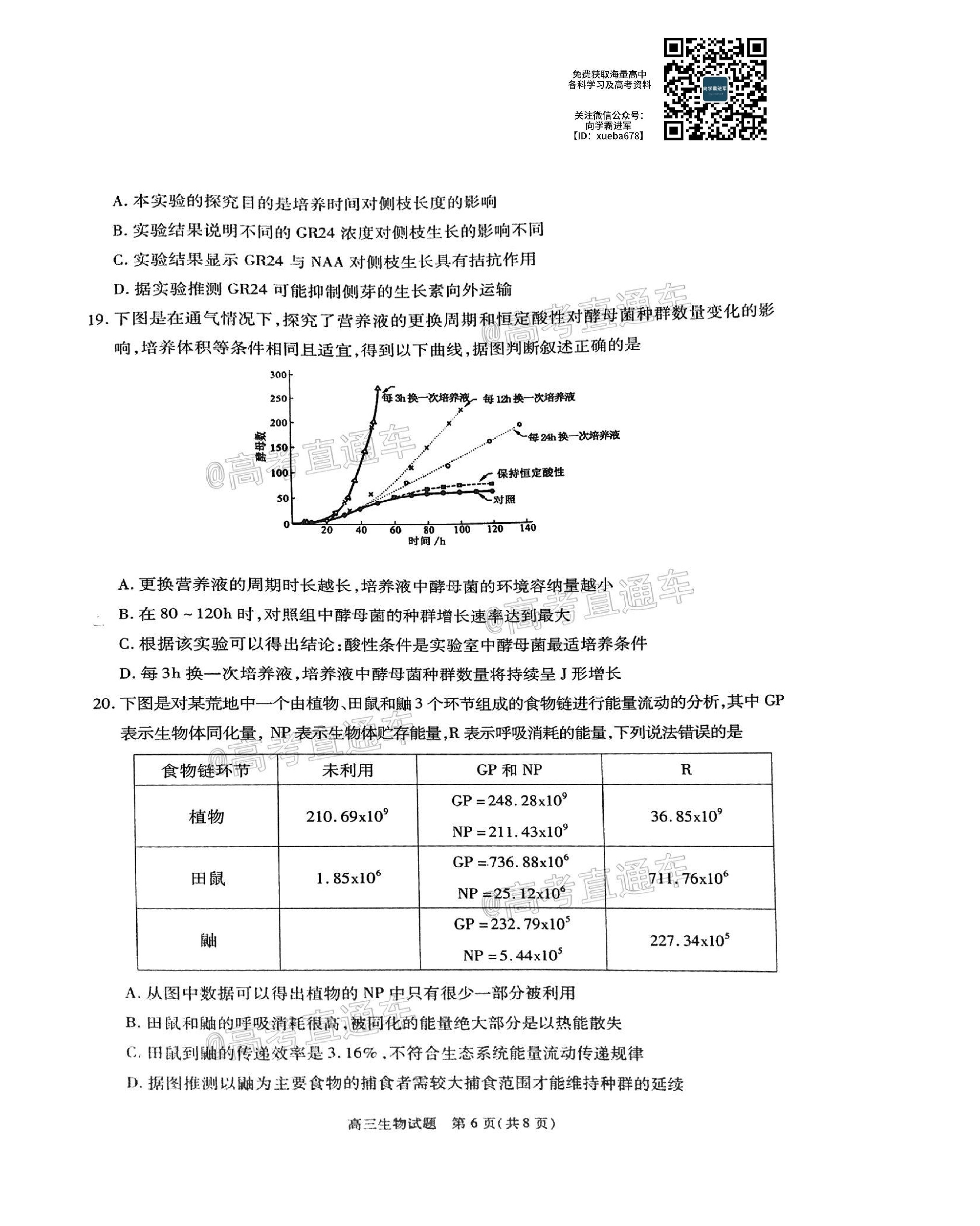 安徽省合肥市2021屆高三上學期第一次教學質(zhì)量檢測生物試卷及答案