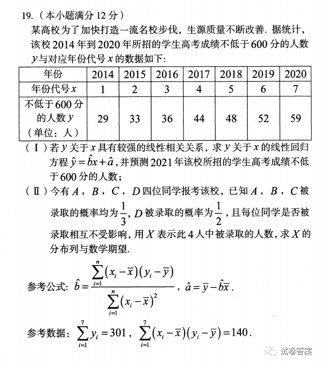 2021安徽1號(hào)卷A10聯(lián)盟高三開年考理數(shù)試題及參考答案