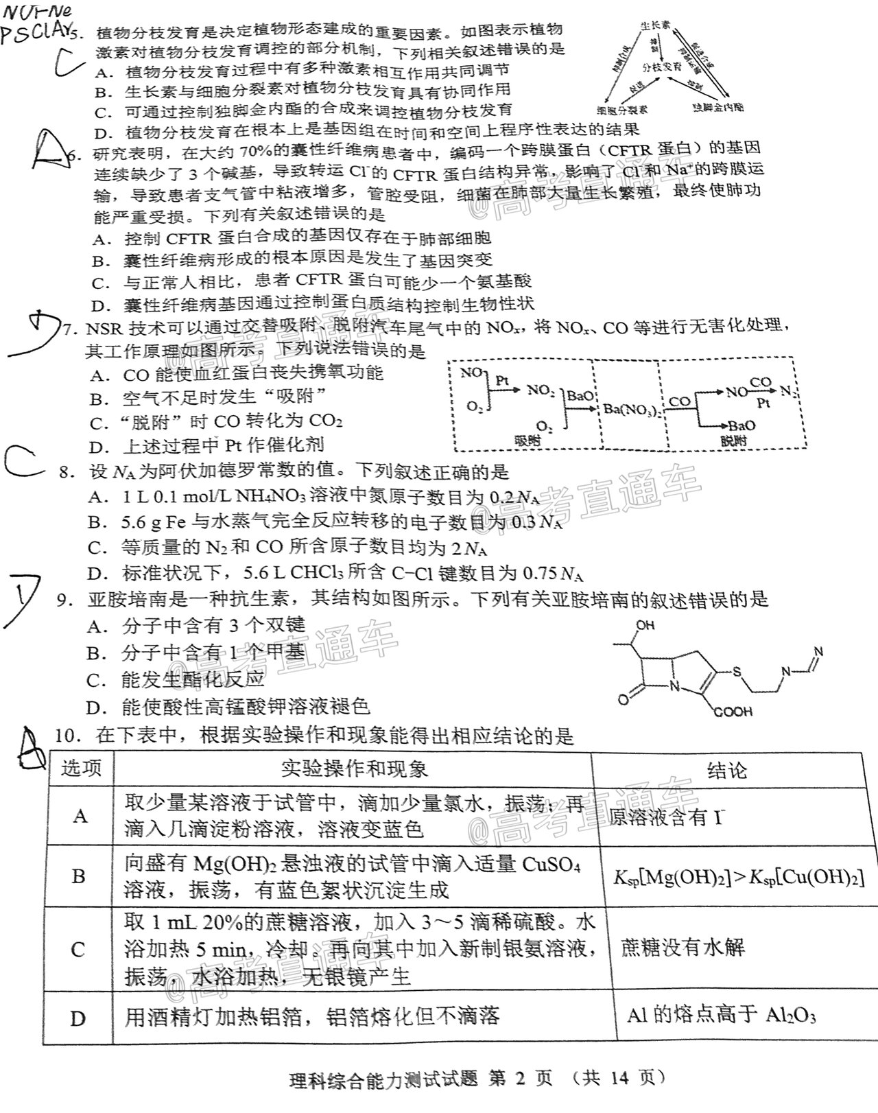 2021四川大數(shù)據(jù)精準(zhǔn)教學(xué)高三第二次統(tǒng)測理綜試題及參考答案