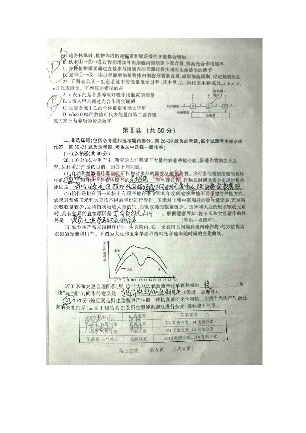 2021濮陽市摸底考試（一模）生物試題及參考答案