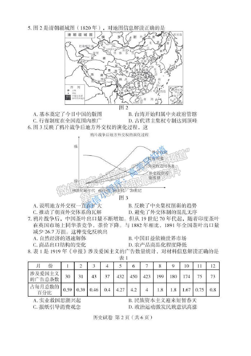 2021湖北七市（州）教科研協(xié)作體高三3月聯(lián)考歷史試題及參考答案