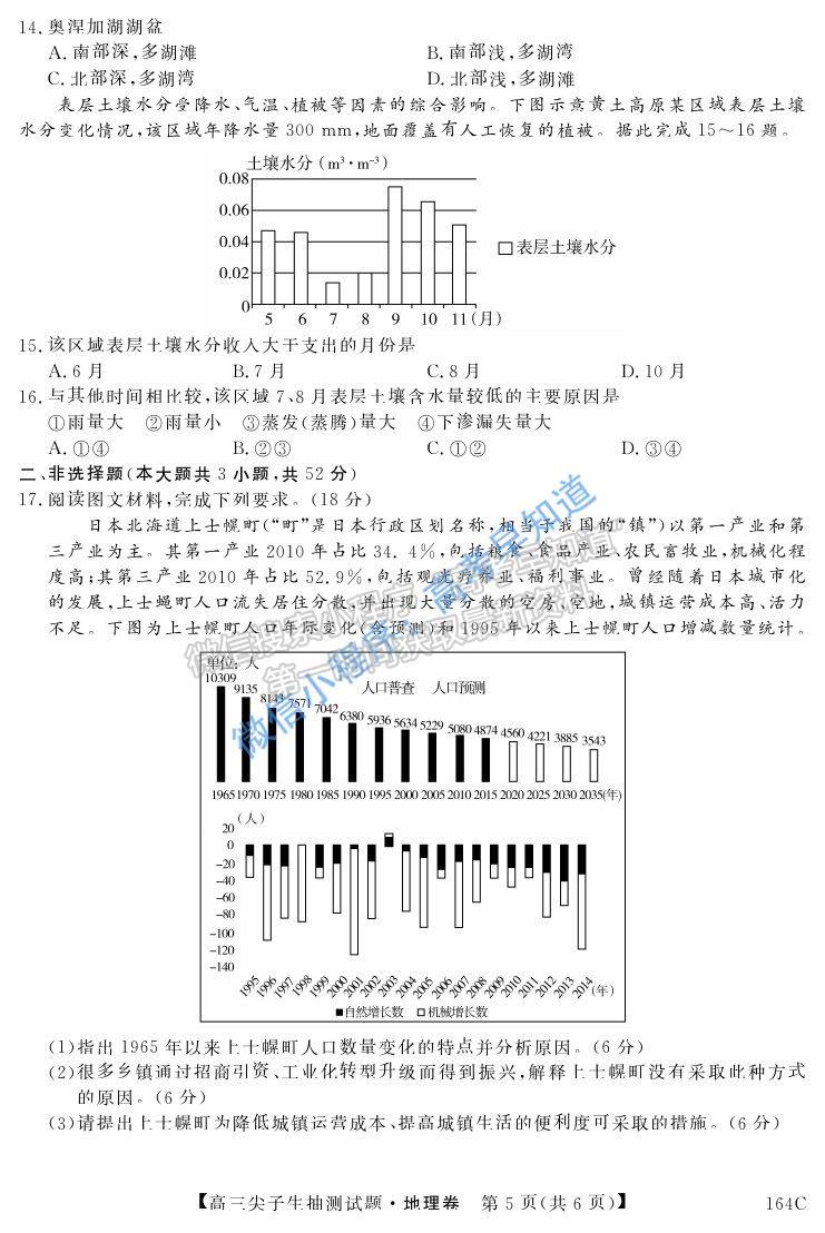 2021年凌源高三3月尖子生抽測地理試題及參考答案