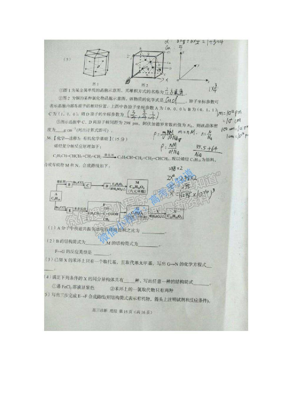 2021甘肅一診理科綜合試題及答案