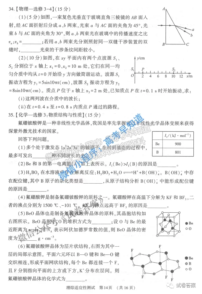 2021河南省高三適應(yīng)性測(cè)試?yán)砜凭C合試題及答案