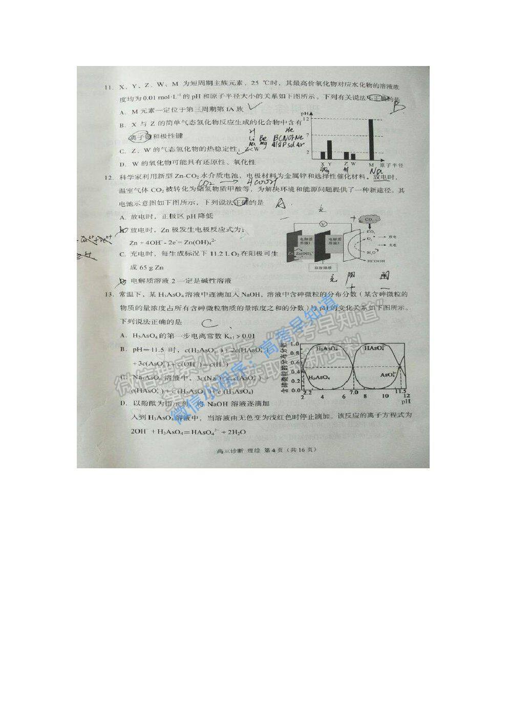 2021甘肅一診理科綜合試題及答案