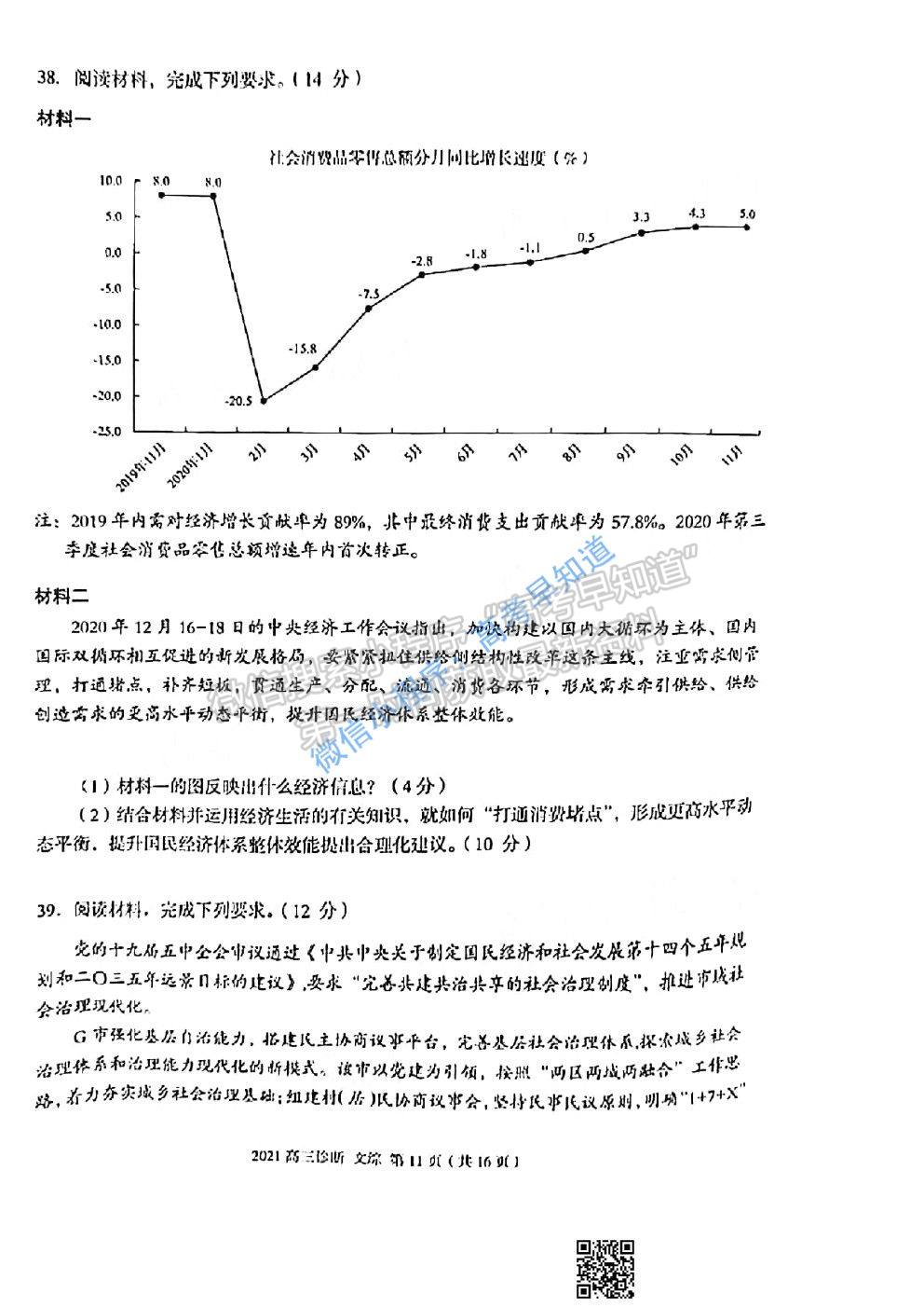 2021蘭州一診文科綜合試題及參考答案