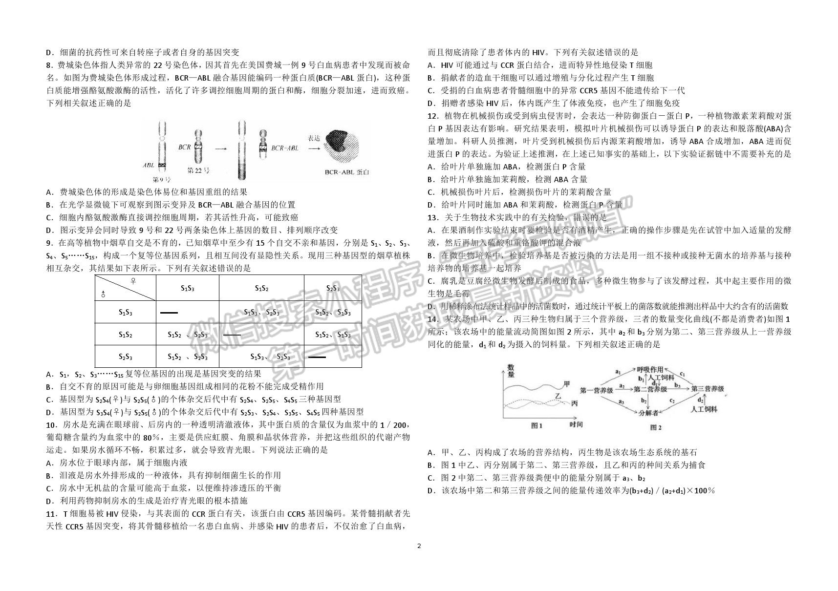 山東省聊城第一中學(xué)2020-2021學(xué)年高三下學(xué)期開學(xué)模擬考試生物試題及參考答案