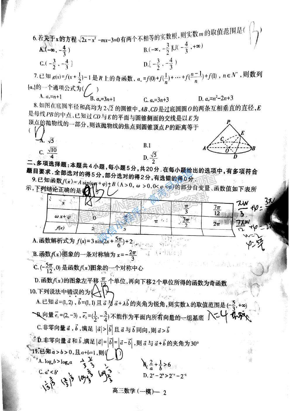 2021遼寧協(xié)作體3月聯(lián)考數(shù)學(xué)試題及參考答案