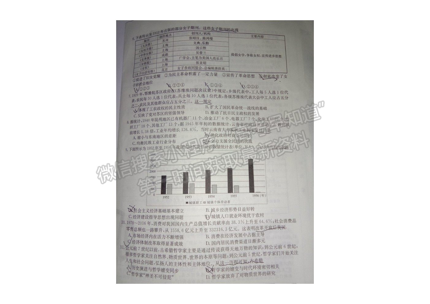 2021重慶好教育聯(lián)盟3月診斷考試（角標：3018）歷史試題及參考答案