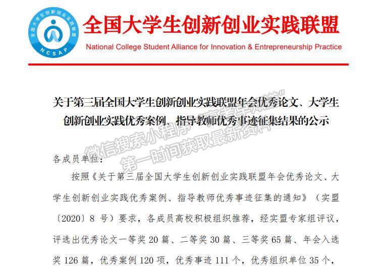 淮阴工学院在第三届全国大学生创新创业实践联盟年会优秀论文评选中喜获佳绩