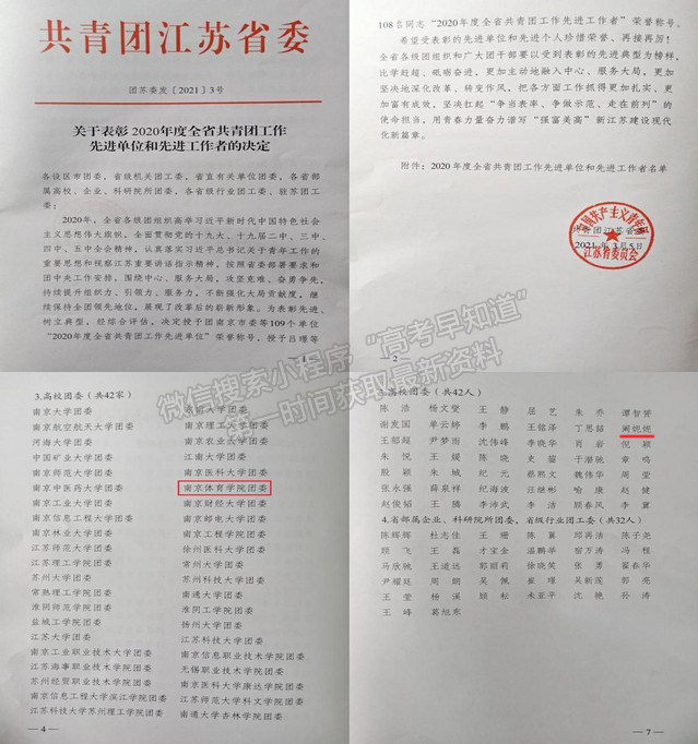 南京體育學(xué)院團(tuán)委榮獲“2020年度全省共青團(tuán)工作先進(jìn)單位”