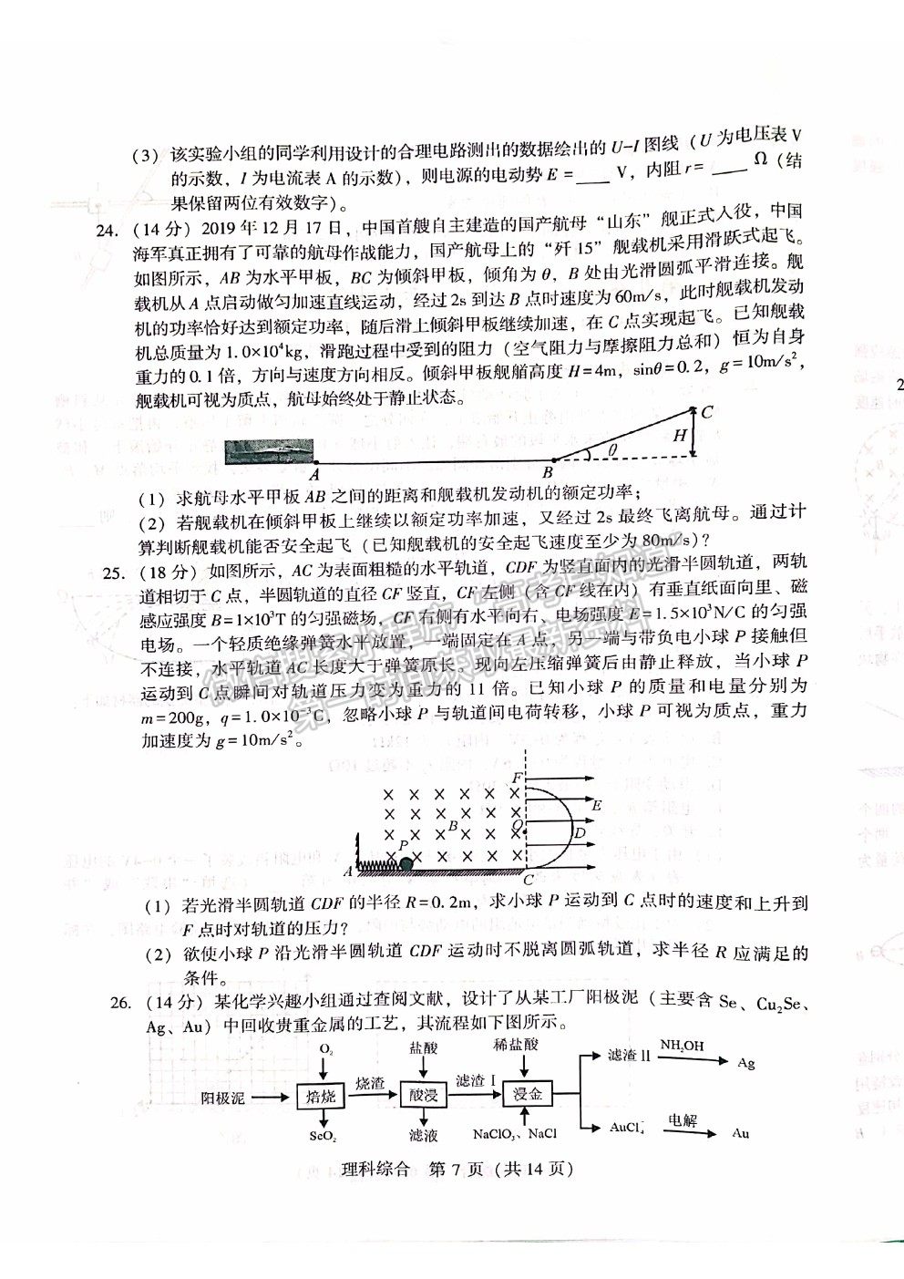 2021陜西二模理綜數(shù)學(xué)試卷及答案