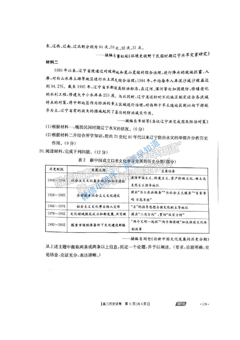 2021遼陽高考一模歷史試題及參考答案