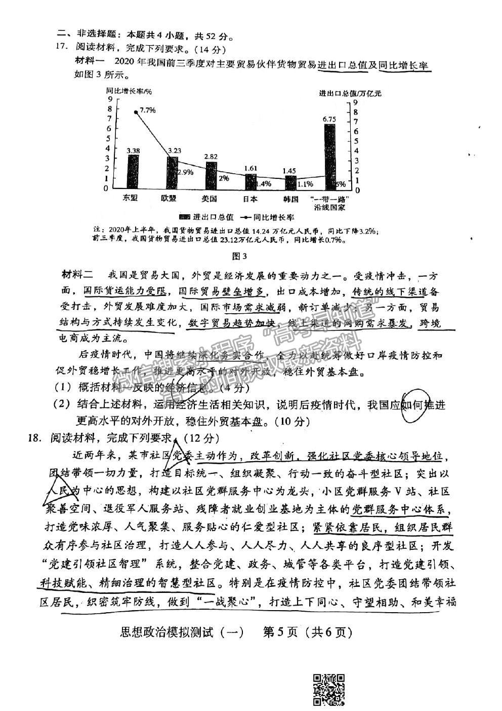 2021廣東一模政治試題及參考答案