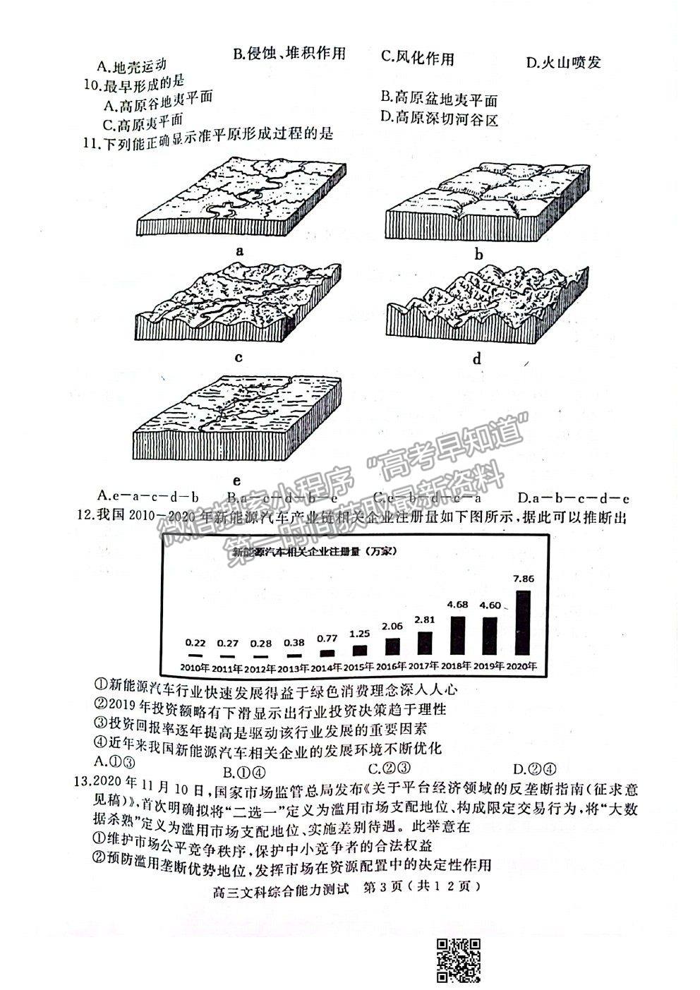 2021河南六市高三第一次聯(lián)考一模文科綜合試題及參考答案