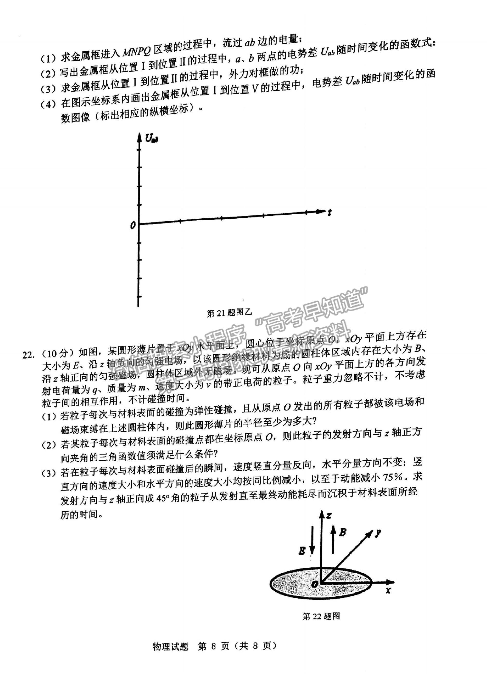 2021溫州二模3月高考適應(yīng)性測試物理試題及參考答案