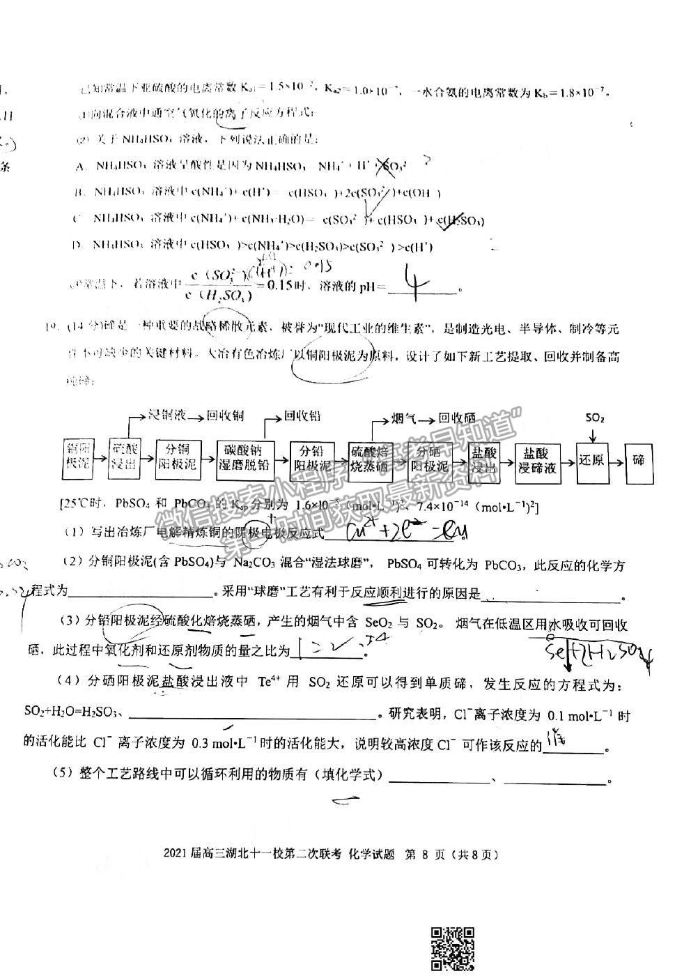 2021湖北十一校高三第二次聯(lián)考化學(xué)試題及參考答案