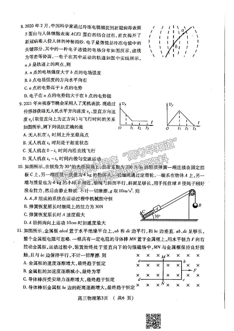 2021南京/鹽城二模物理試題及參考答案