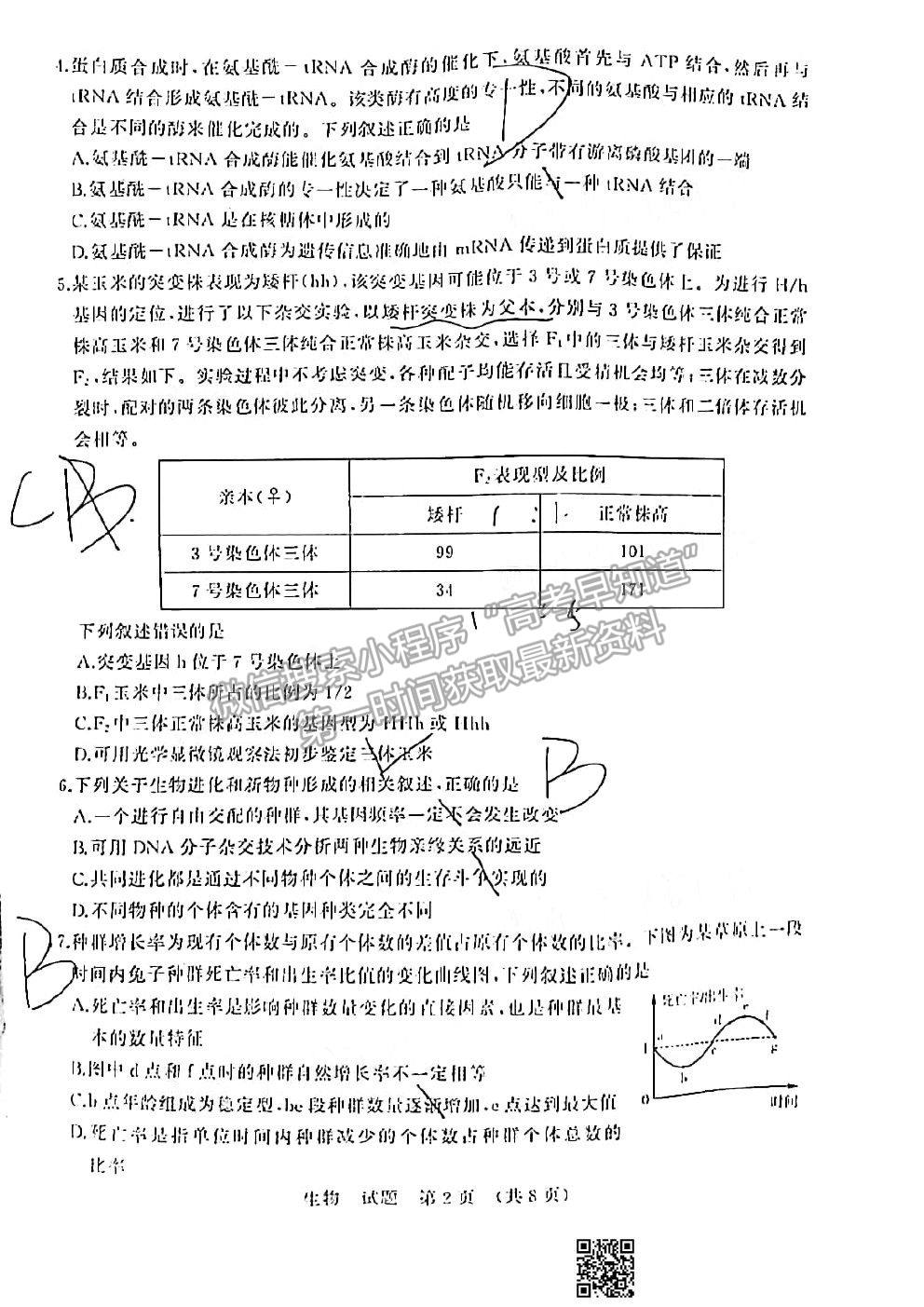 2021濟(jì)南一模生物試題及參考答案