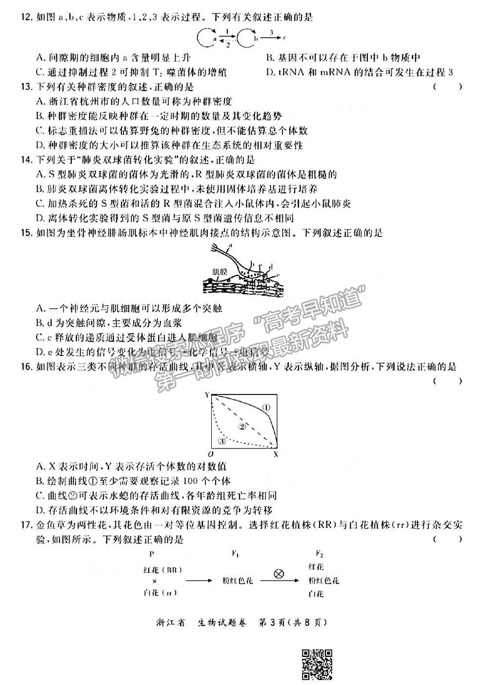 2021超級(jí)全能生浙江高三3月聯(lián)考生物試題及參考答案