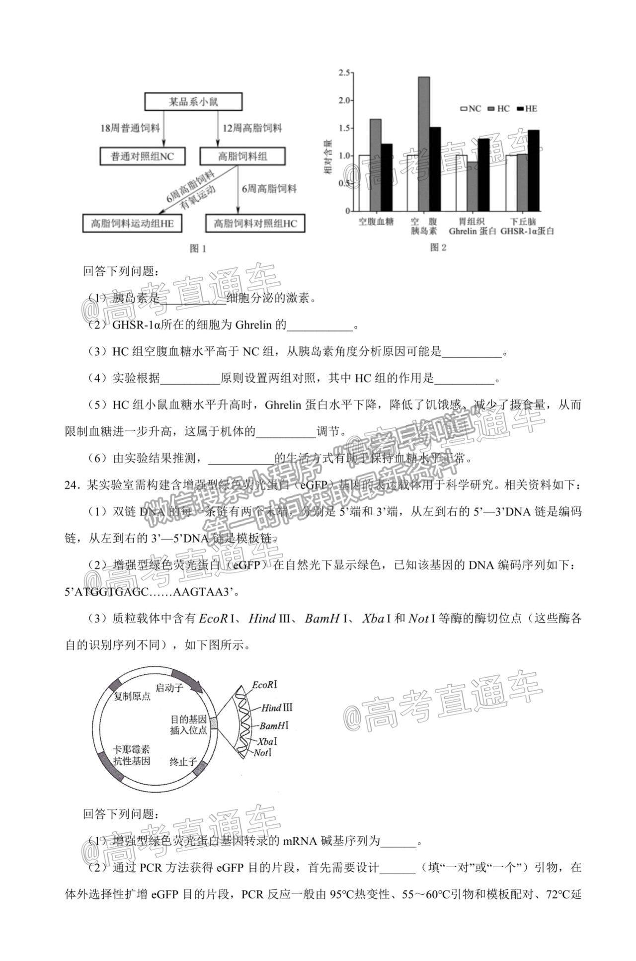 2021山東（新高考）高三第二次模擬考試（二）生物試題及參考答案