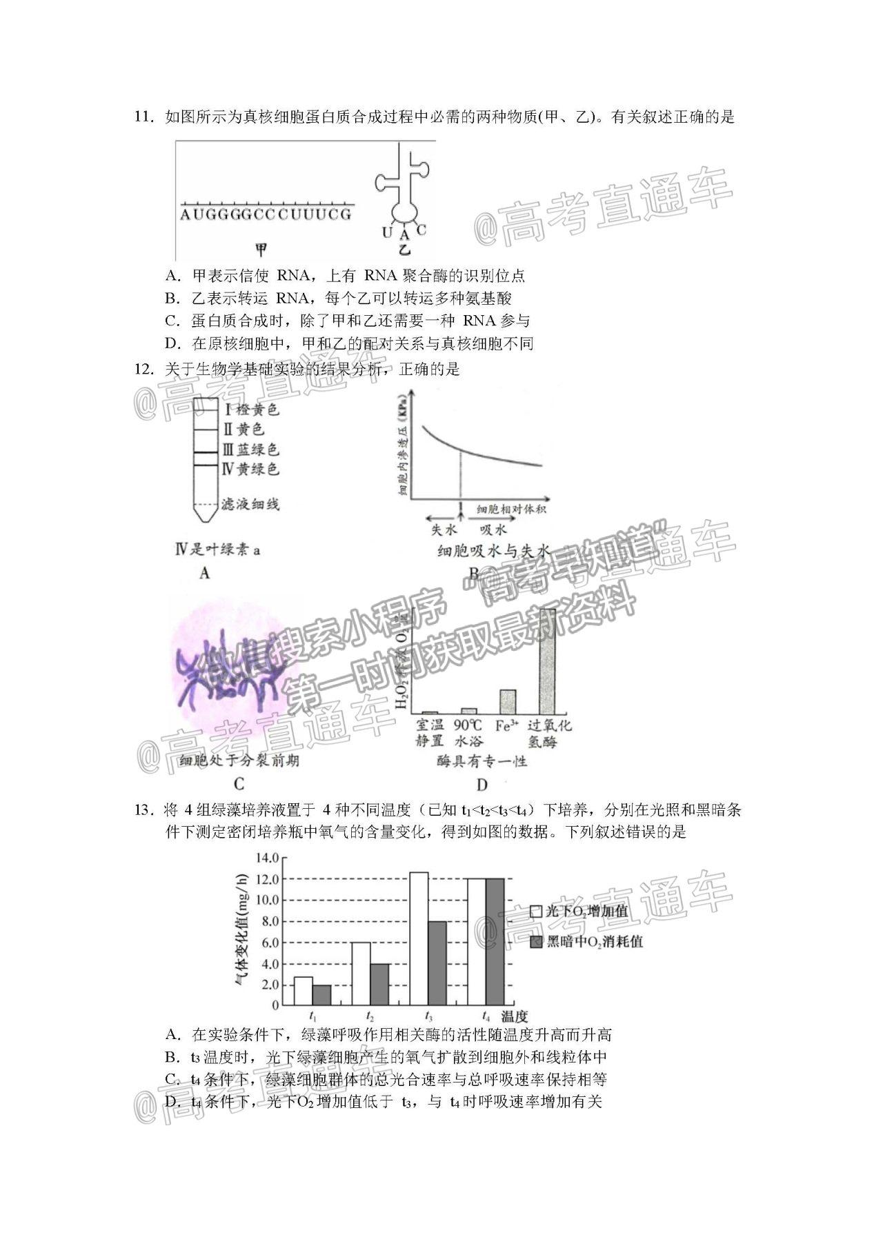 2021華南師大附中高三綜合測(cè)試三生物試題及參考答案