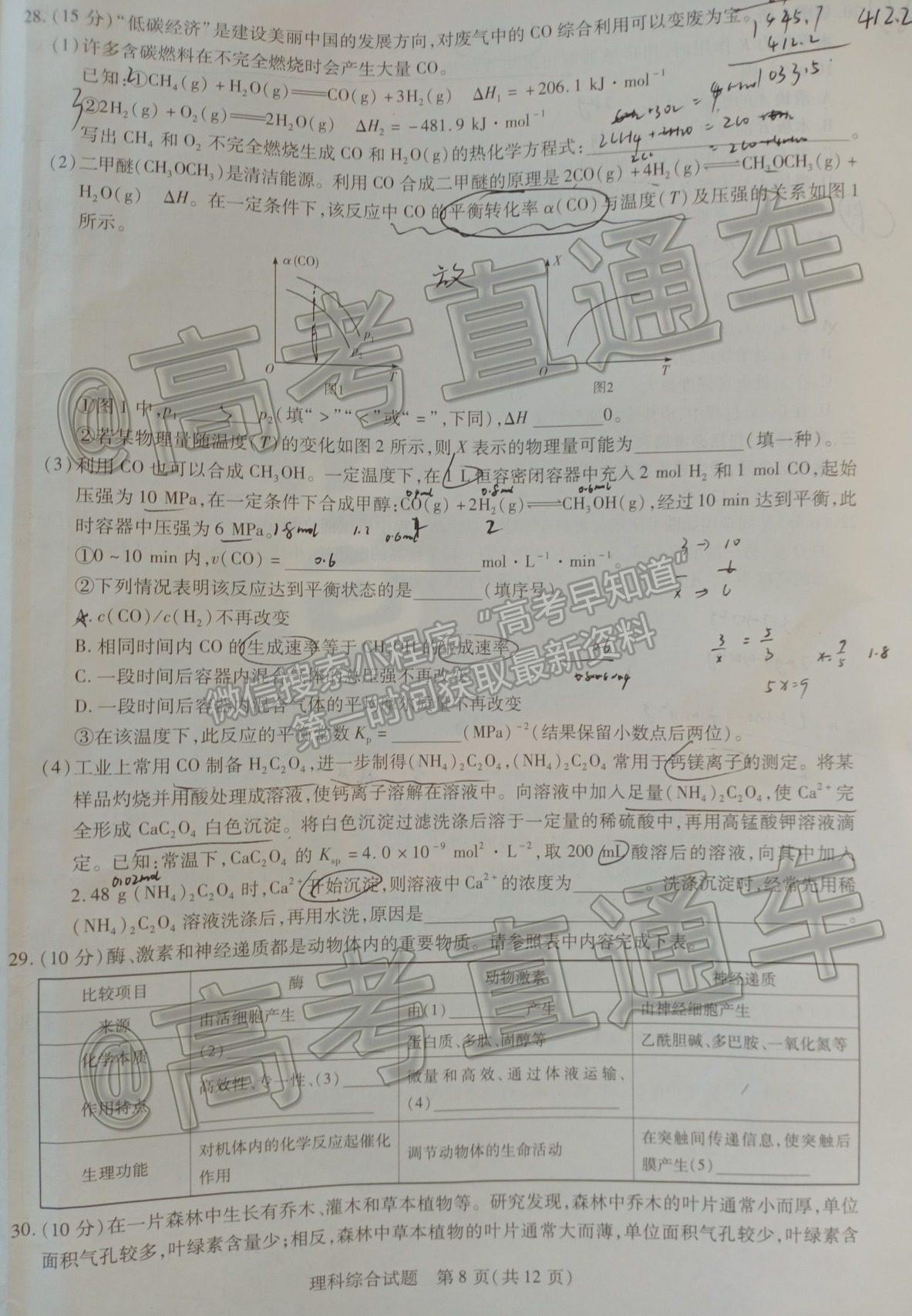 2021皖北協(xié)作區(qū)4月聯(lián)考理科綜合試題及參考答案