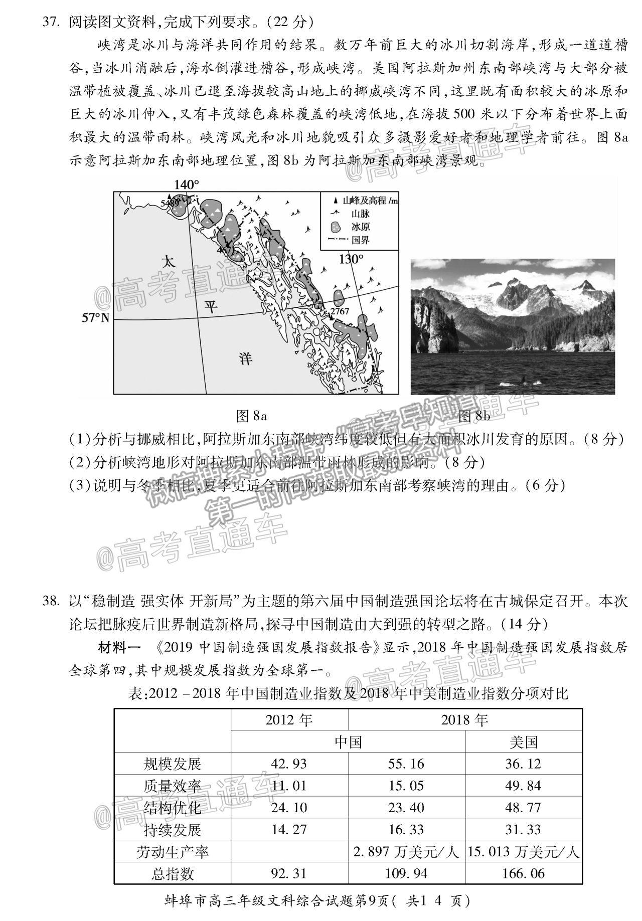 2021蚌埠高三第三次教學質(zhì)量檢查考試文科綜合試題及參考答案