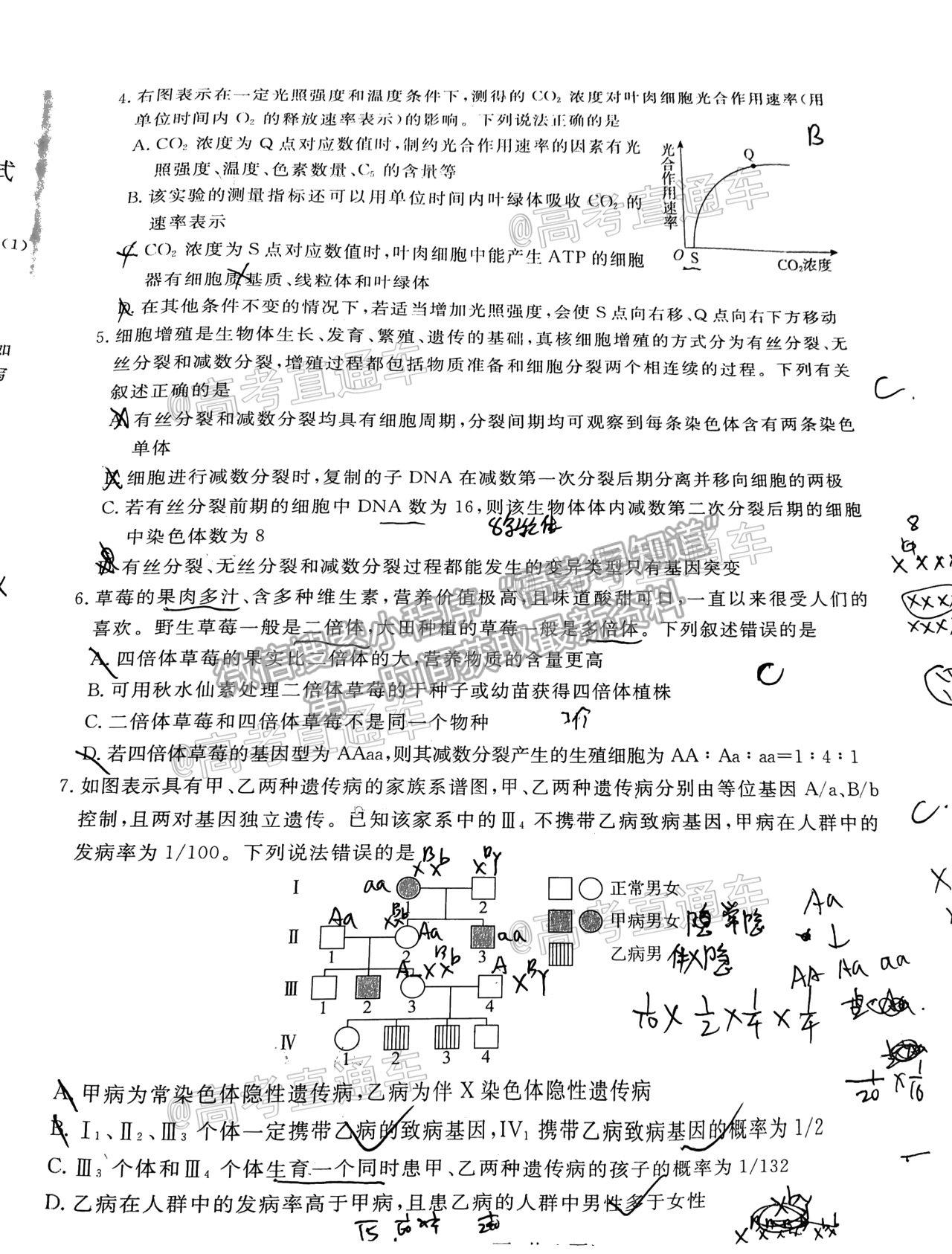 2021滄州一模生物試題及參考答案