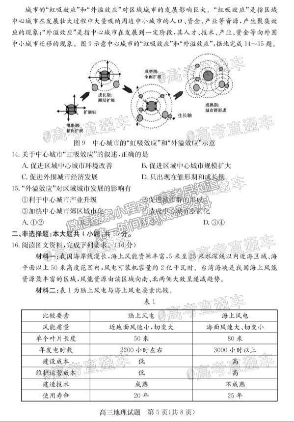 2021棗莊二調(diào)地理試題及參考答案