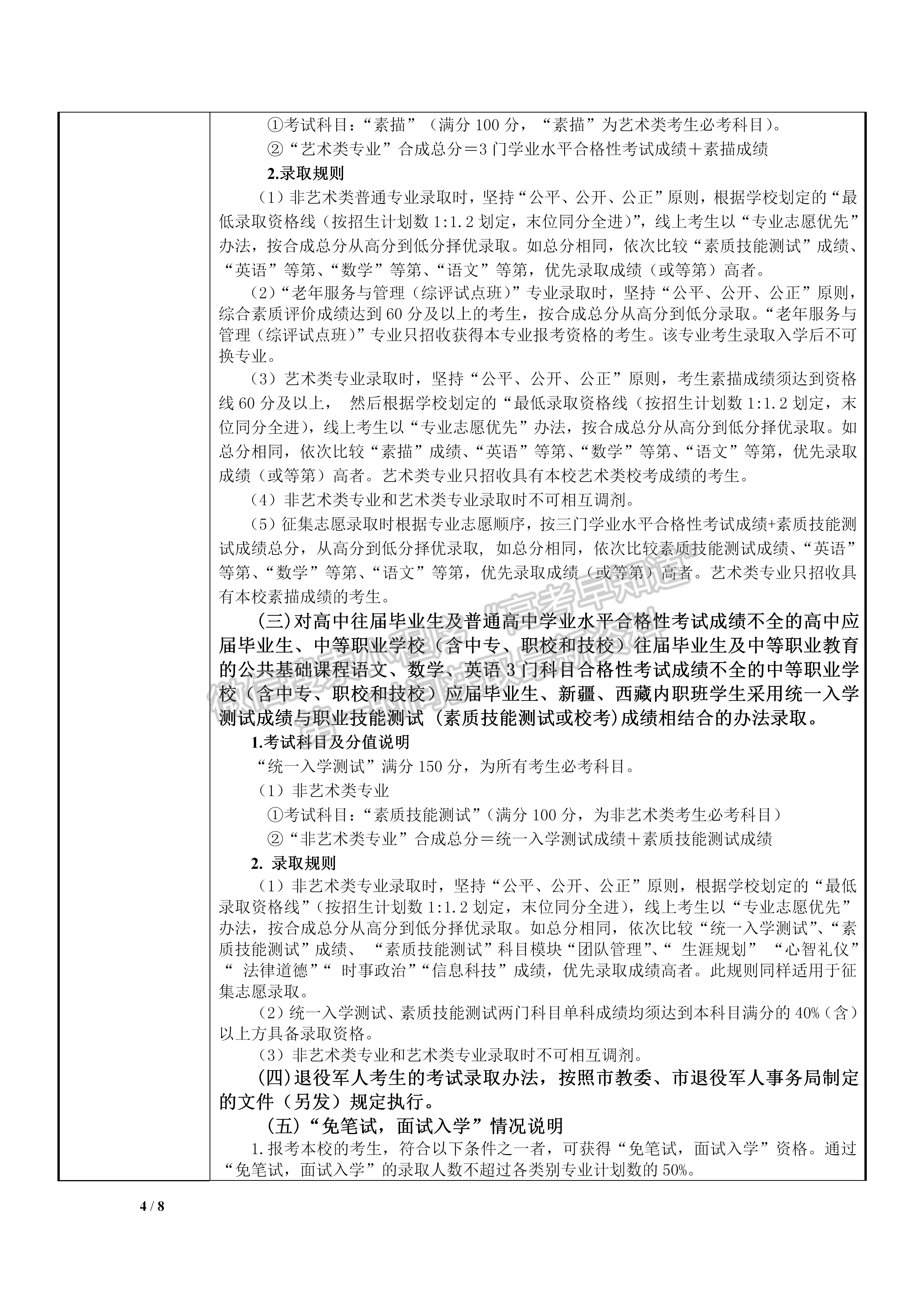上海城建职业学院2021年专科层次依法自主招生章程