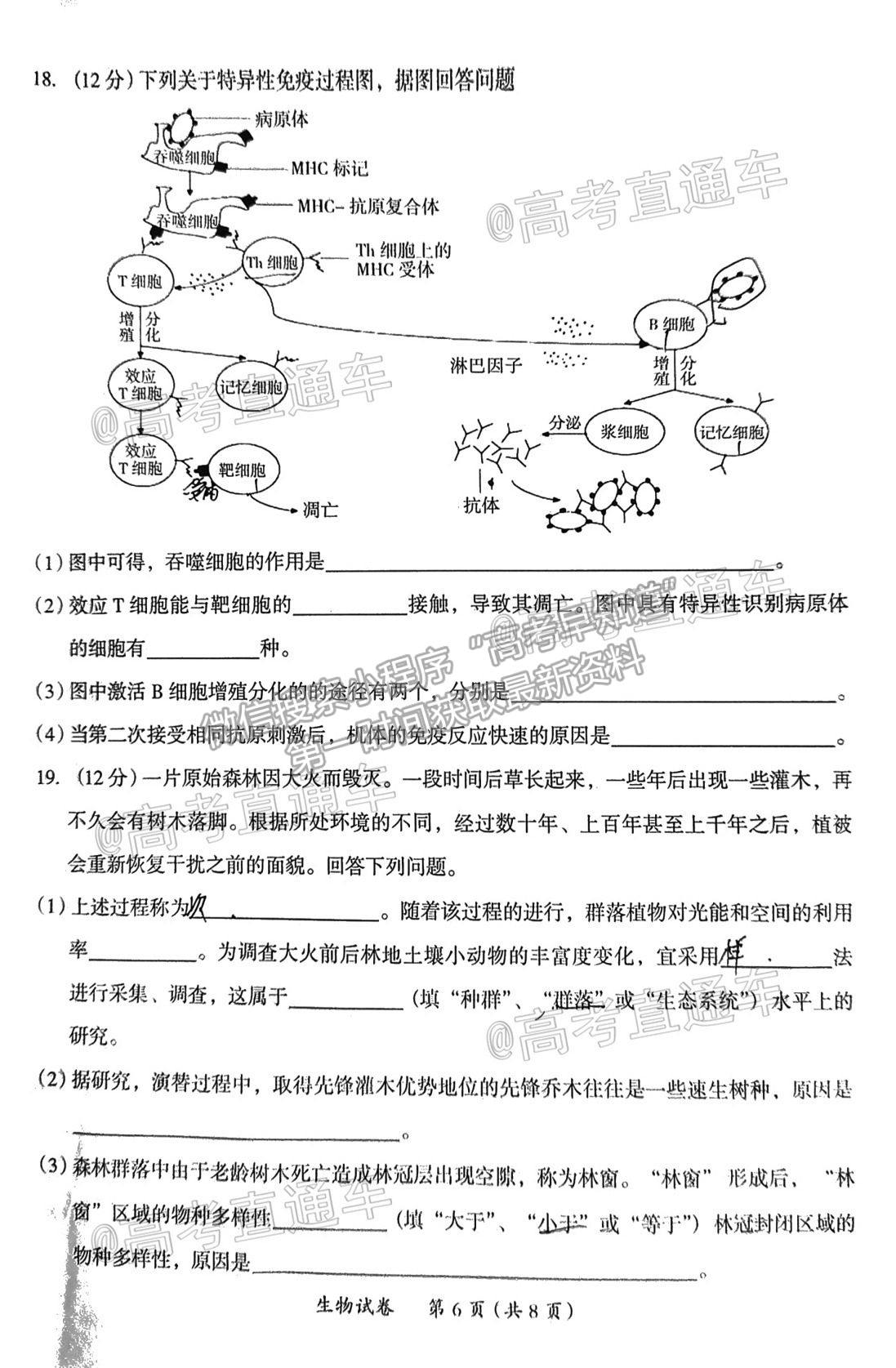 2021茂名二模生物試題及參考答案