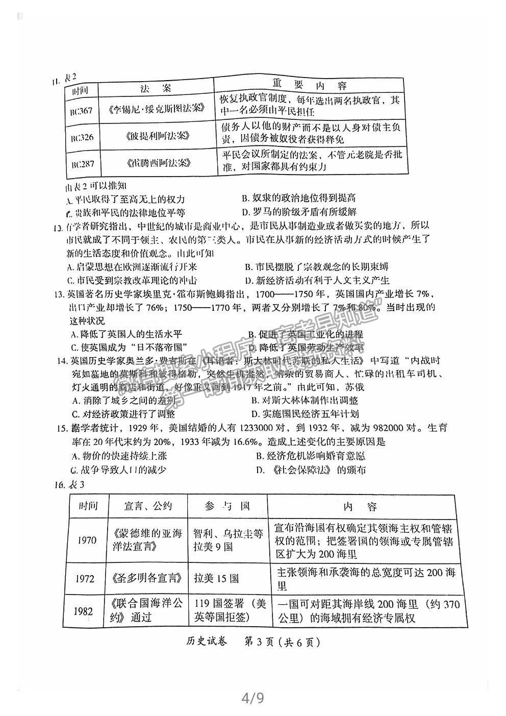 2021茂名二模歷史試題及參考答案