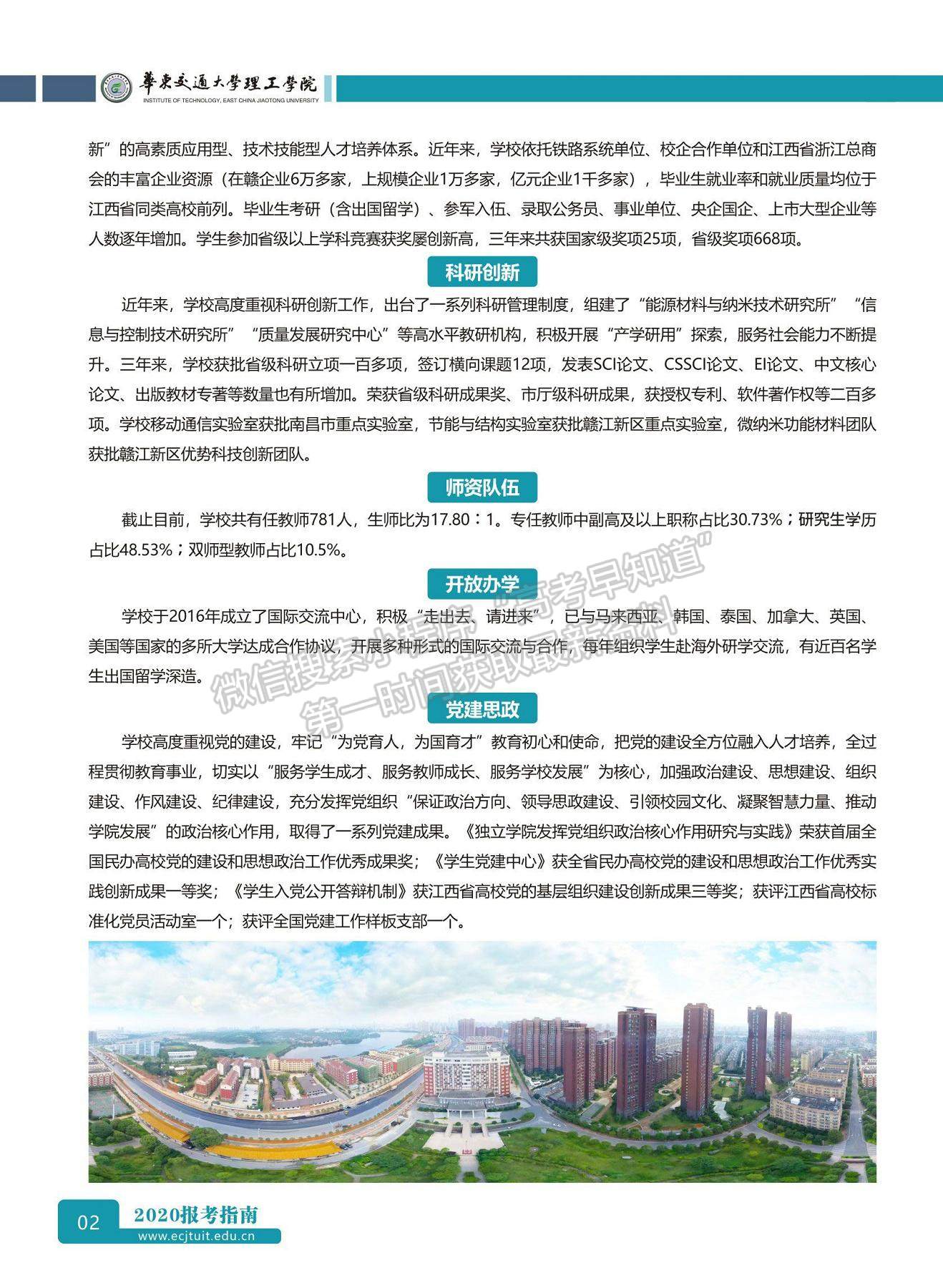 华东交通大学理工学院2020年报考指南