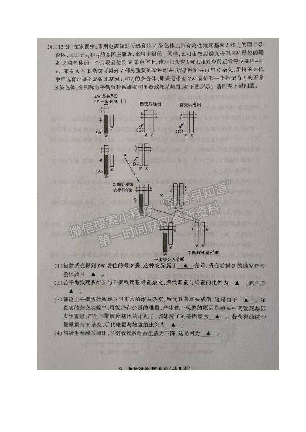 2021蘇北四市（徐州、宿遷、連云港、揚(yáng)州）高三4月新高考適應(yīng)性考試生物試題及參考答案