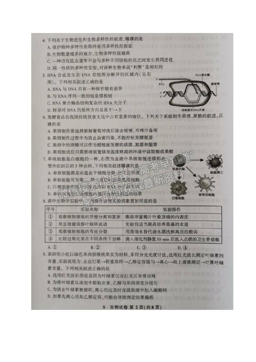 2021蘇北四市（徐州、宿遷、連云港、揚州）高三4月新高考適應(yīng)性考試生物試題及參考答案