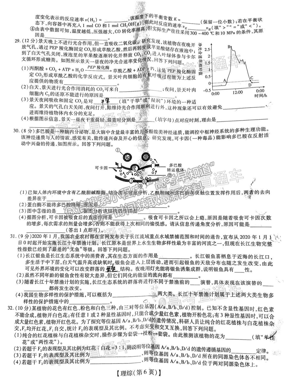 2021江西穩(wěn)派高三聯(lián)考理綜試題及參考答案