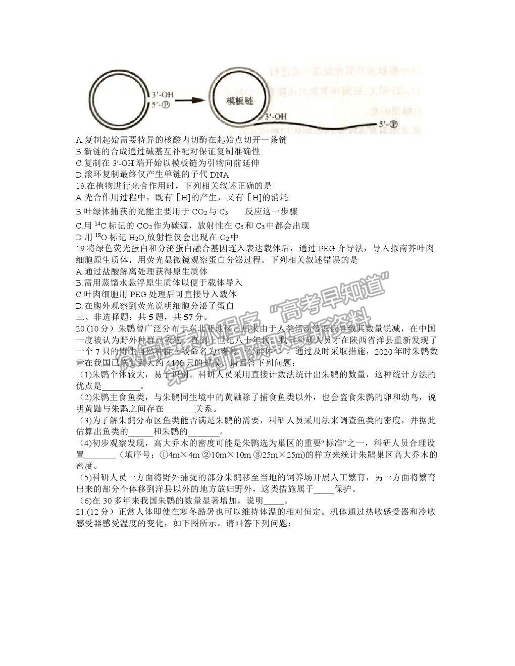 2021江蘇高三聯(lián)考生物試題及參考答案