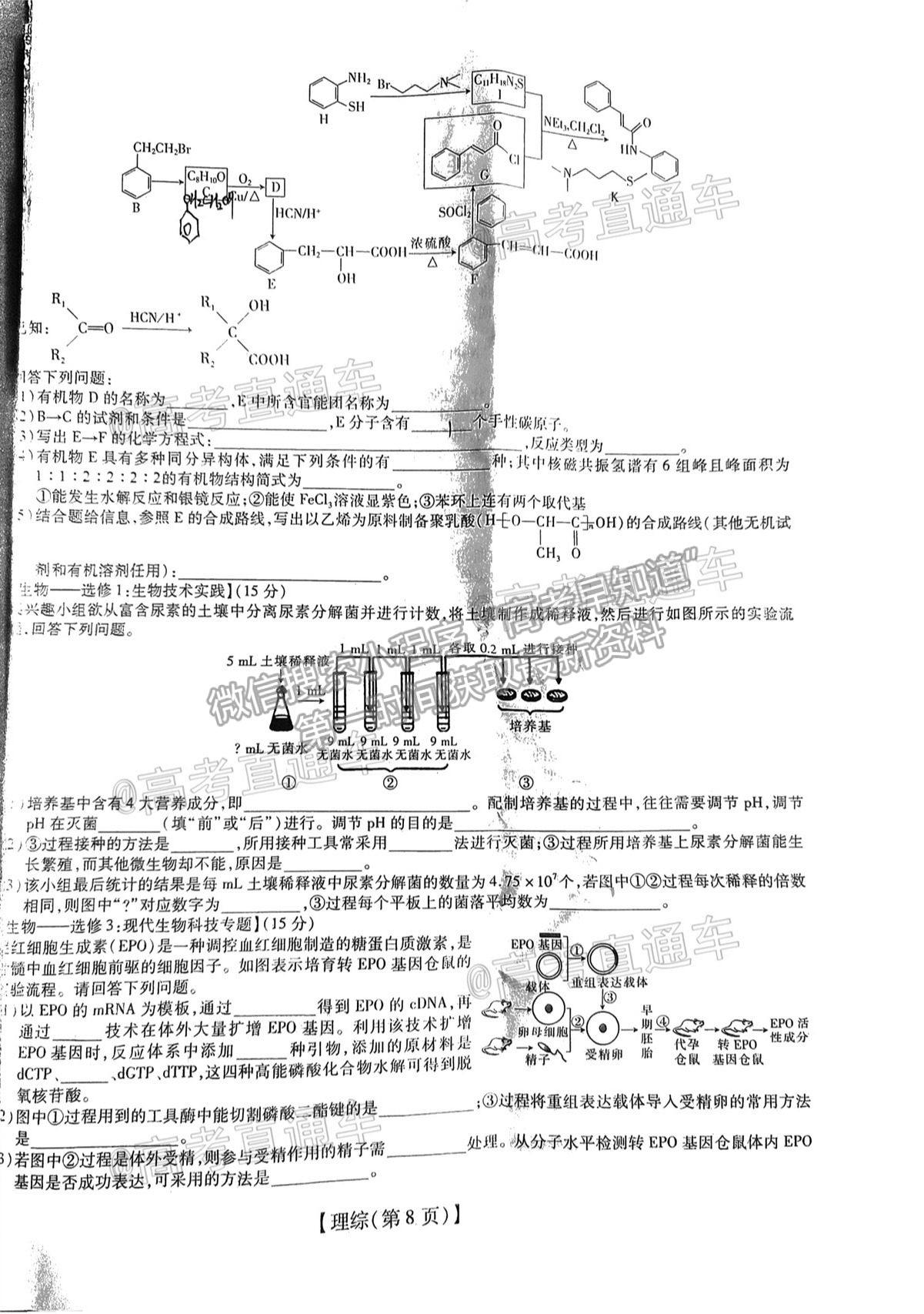 2021江西穩(wěn)派高三聯(lián)考理綜試題及參考答案