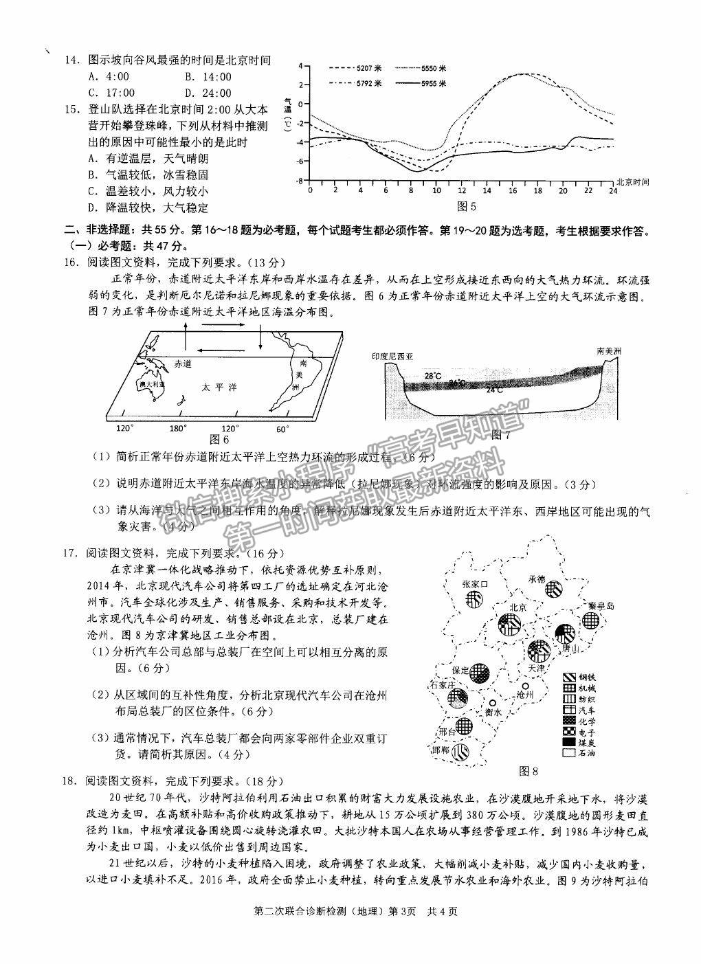 2021重慶二診地理試題及參考答案