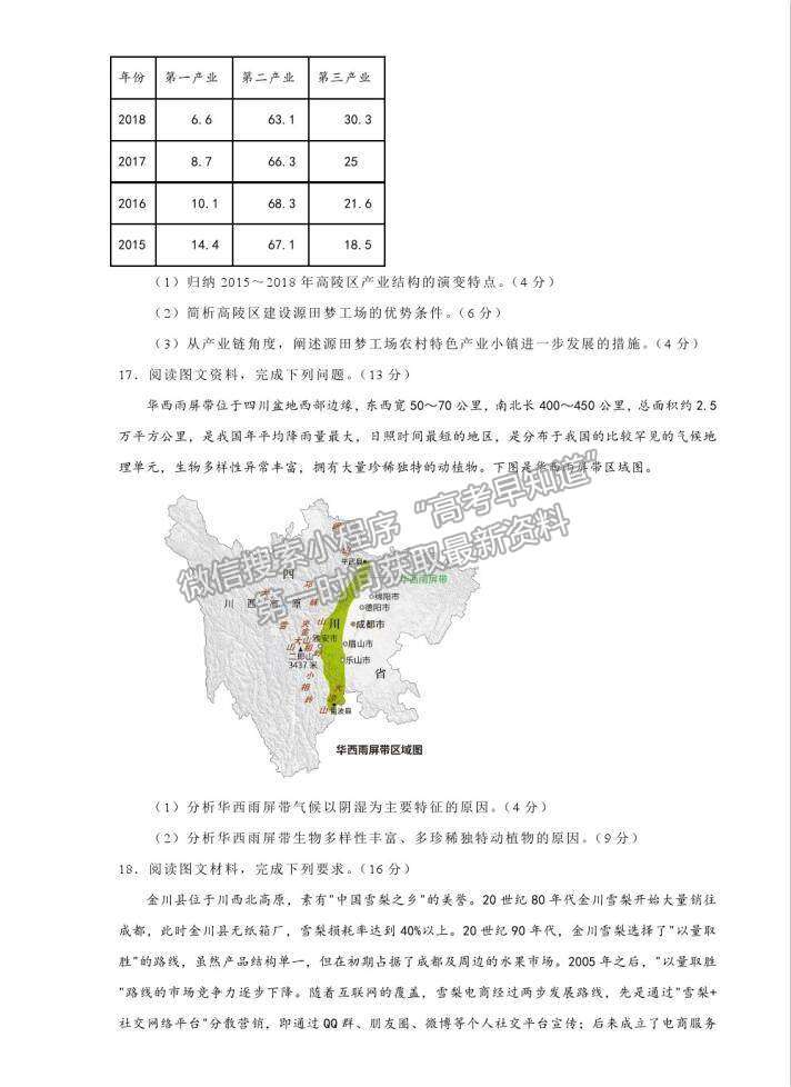 山東省（新高考）2021屆高三第二次模擬考試地理試卷（四）及參考答案