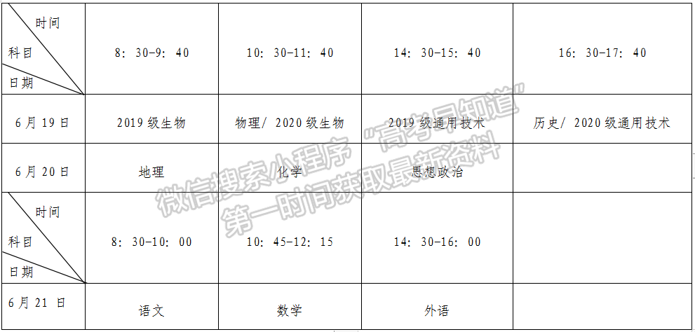 福建省2021年6月普通高中学业水平合格性考试时间公布