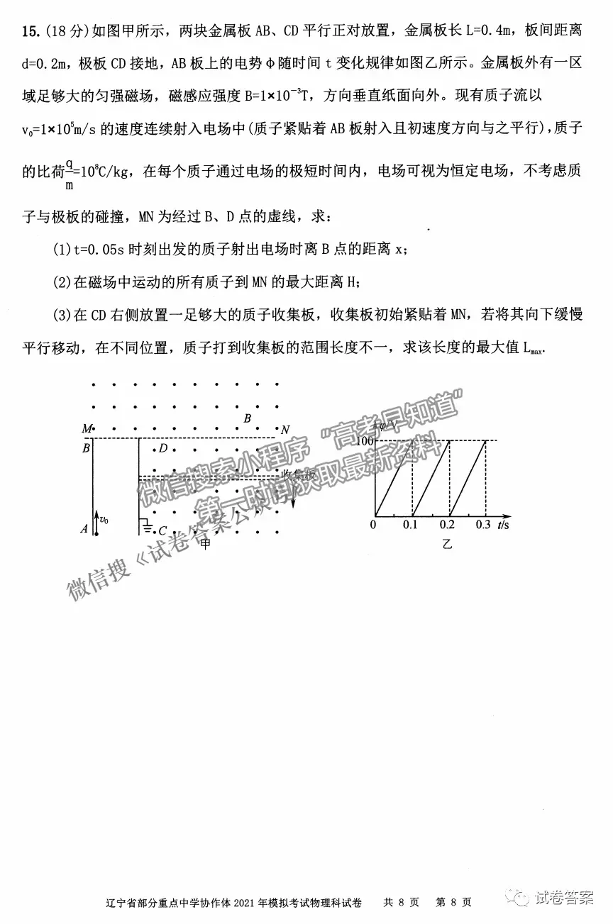 2021屆遼寧協(xié)作體高三4月聯(lián)考物理試卷及答案