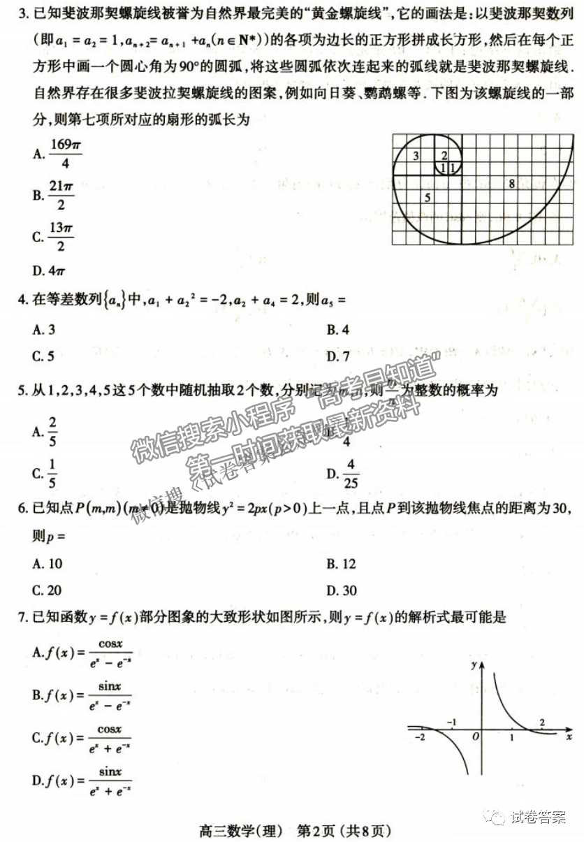 2021太原二模理數(shù)試題及參考答案