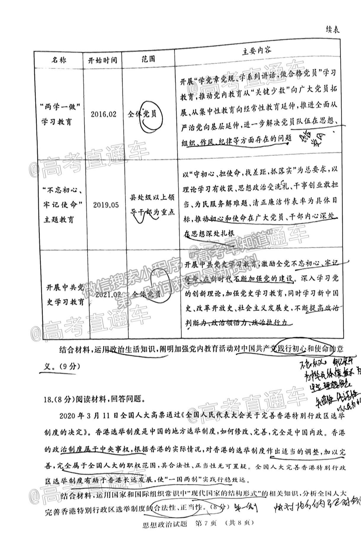 2021濟南十一校高三4月聯(lián)考政治試題及參考答案