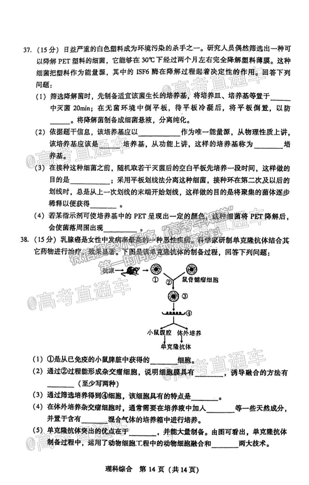 2021寶雞三檢理綜試題及參考答案